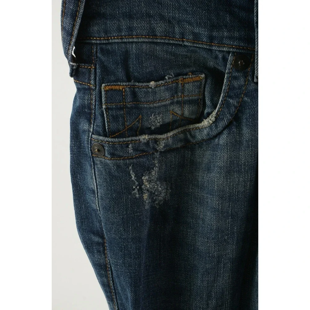 True‎ Religion Rocco Relaxed Skinny Distressed Denim Men's 29 x 34 Blue Jeans